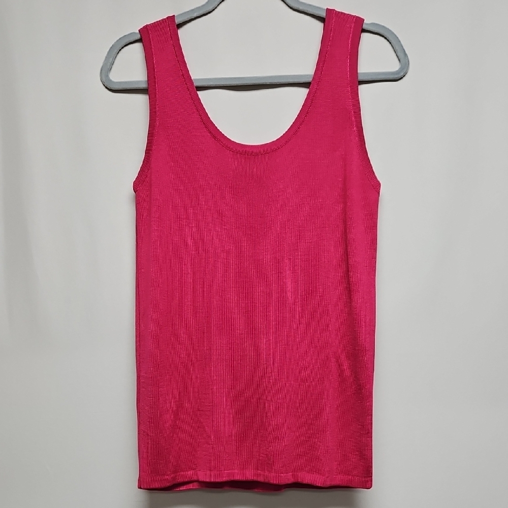 St. John Tesori 100% Silk Knit Tank Top Pink Sleeveless Shell Womens M